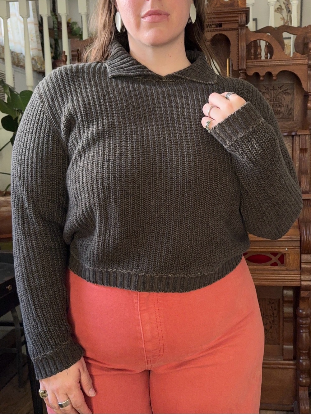 Willow knit cotton cropped sweater